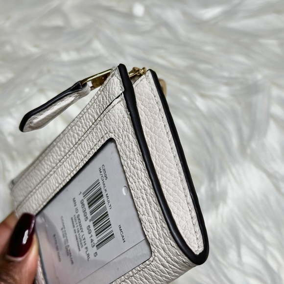 Coach Leather Mini Skinny ID Case With Wildflower Print Pewter/Chalk Wallet - Picture 4 of 4